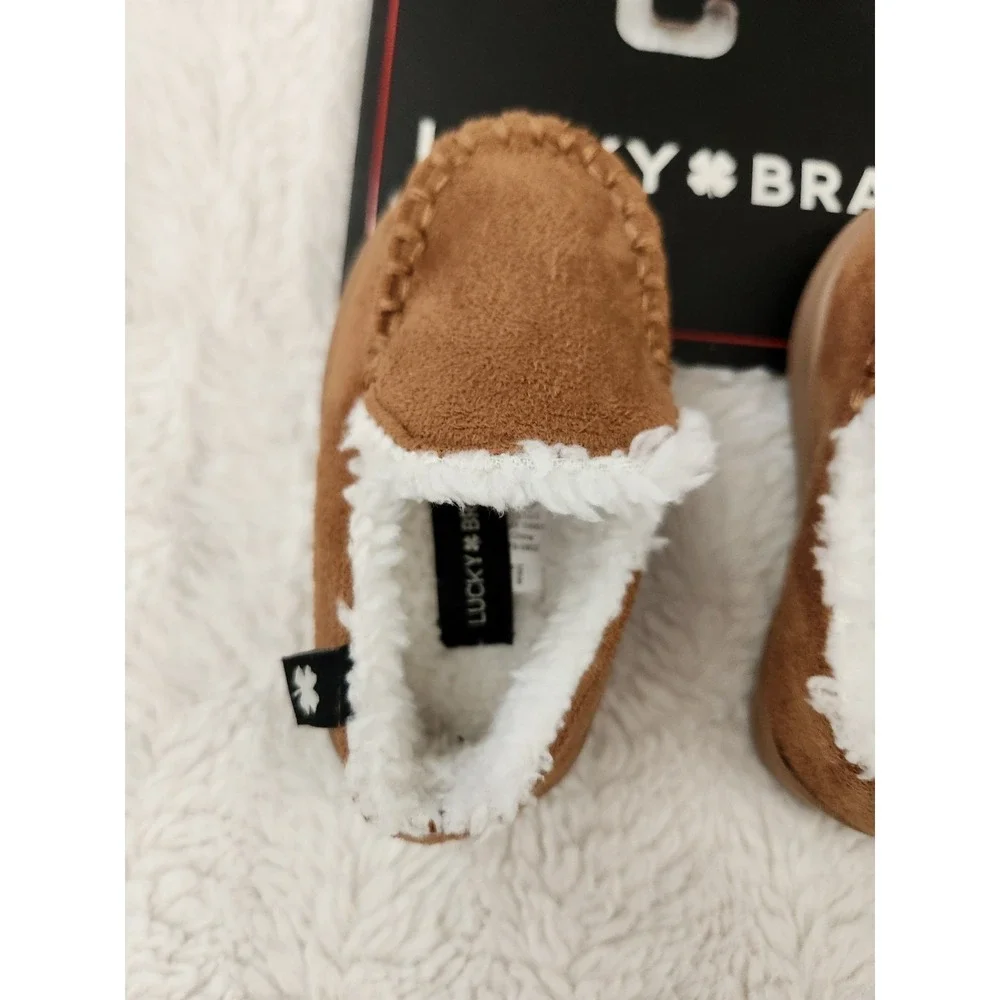 Lucky Brand Toddler Slipper Moccasins Memory Foam Tan Faux Suede Size‎ 3-4 NEW
